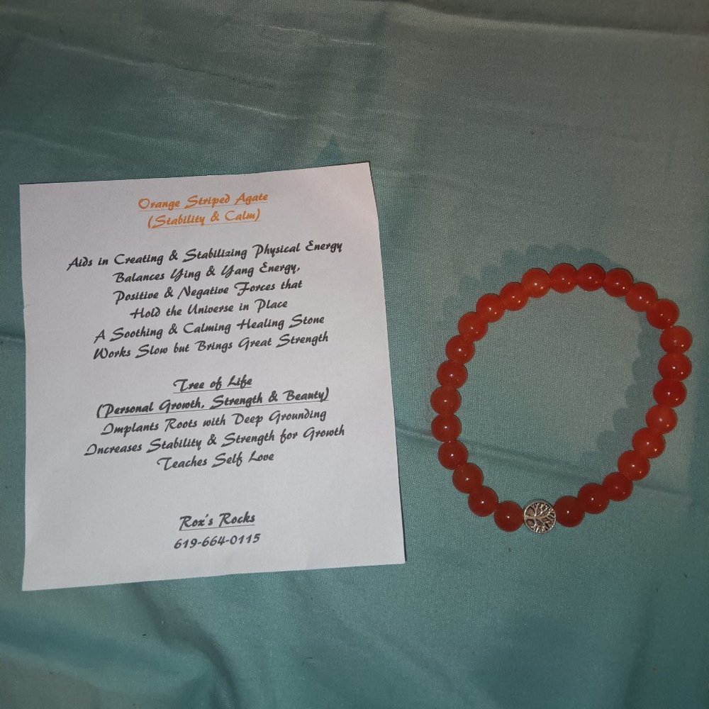 Orange Striped Agate Crystal Handmade Bracelet
